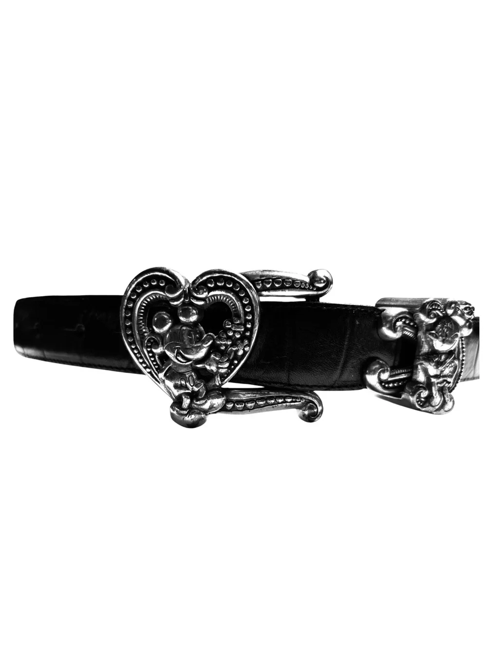 Vintage Brighton/Disney Mickey Mouse Black Croc Heart Buckle Belt M3113M Sz M